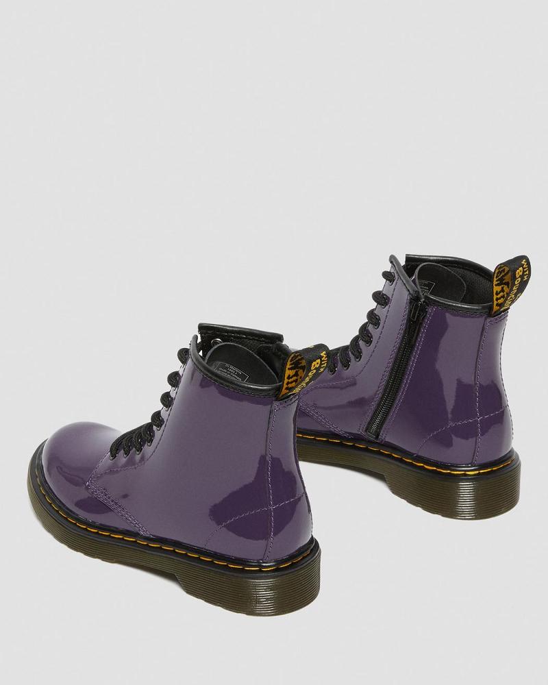 Kids' Dr Martens Junior 1460 Patent Leather Lace Up Boots Purple | AU 686EBC